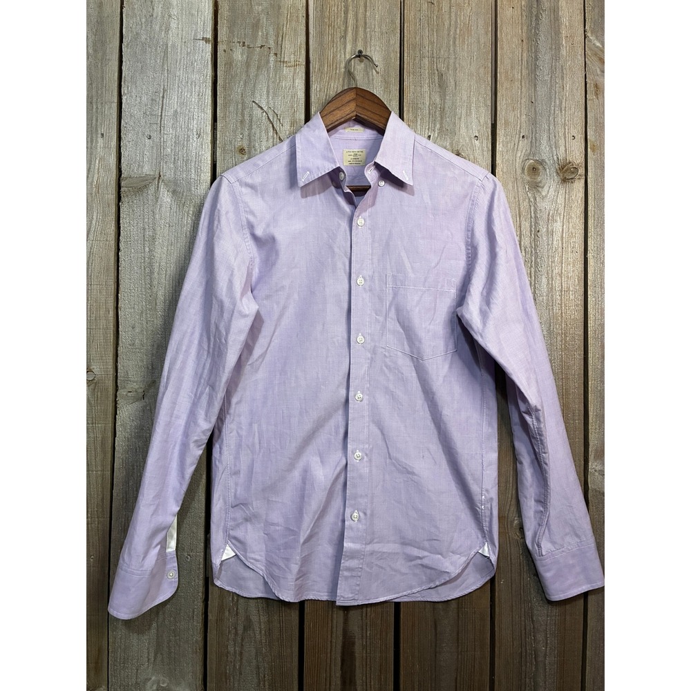 J.Crew Mens Slim Fit Purple Micro Check 2-Ply Cotton Shirt XS 31187